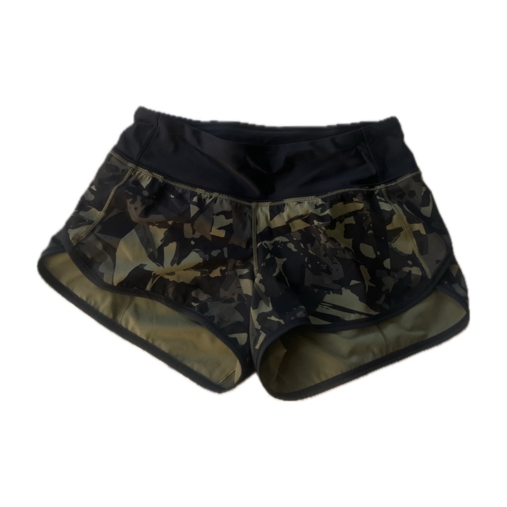 Lululemon Speed Up Shorts Black Green Camo size 2